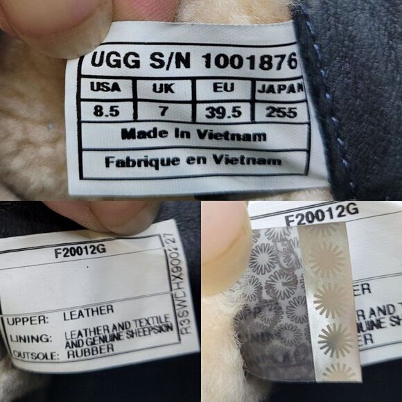 Ugg Cydnee Boots 8.5 Black Leather Knee High Buckle Sheepskin Shearling Stretch - Picture 4 of 17